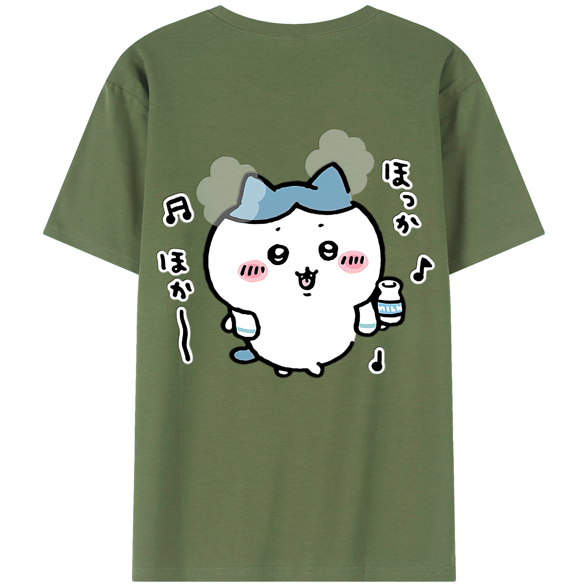 （画像用） ちいかわ ハチワレ Chii-kawa hachiware 綿100％ メンズ半袖Tシャツ（バックプリント） 通気性